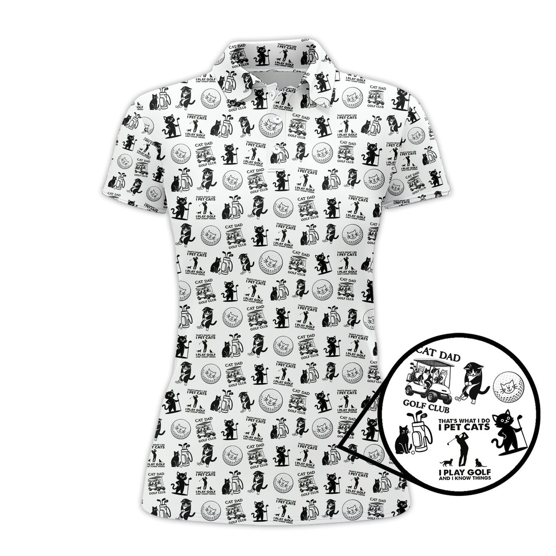Cat Golf Shirt - Pattern Golf Shirt For Men - Cat Dad Golf Club Shirt For Golfers