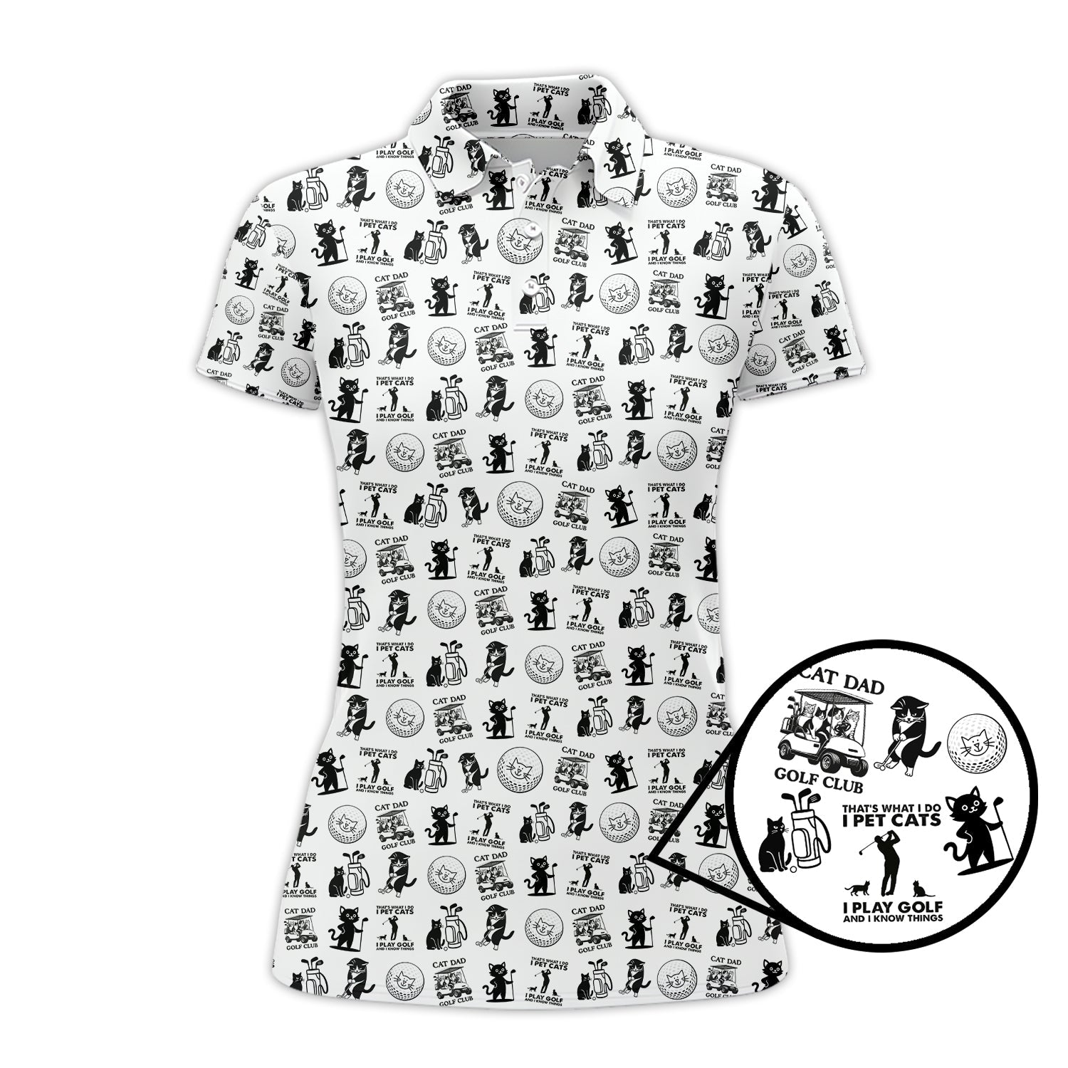Cat Golf Shirt - Pattern Golf Shirt For Men - Cat Dad Golf Club Shirt For Golfers