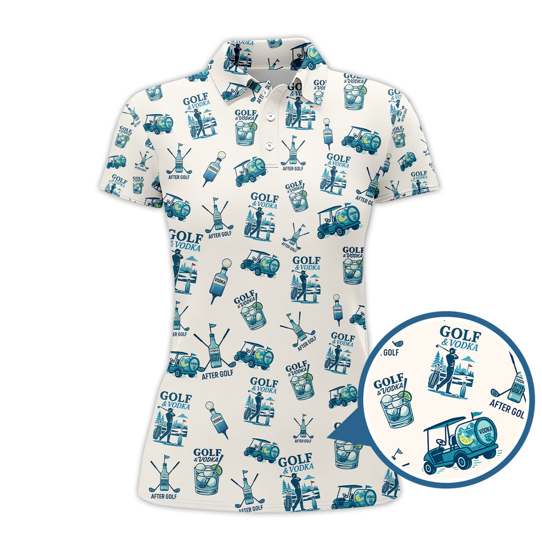 Golf And Vodka Shirt For Golfer, Vodka After Golf Pattern Golf Shirt, Funny Golf Shirt For Men