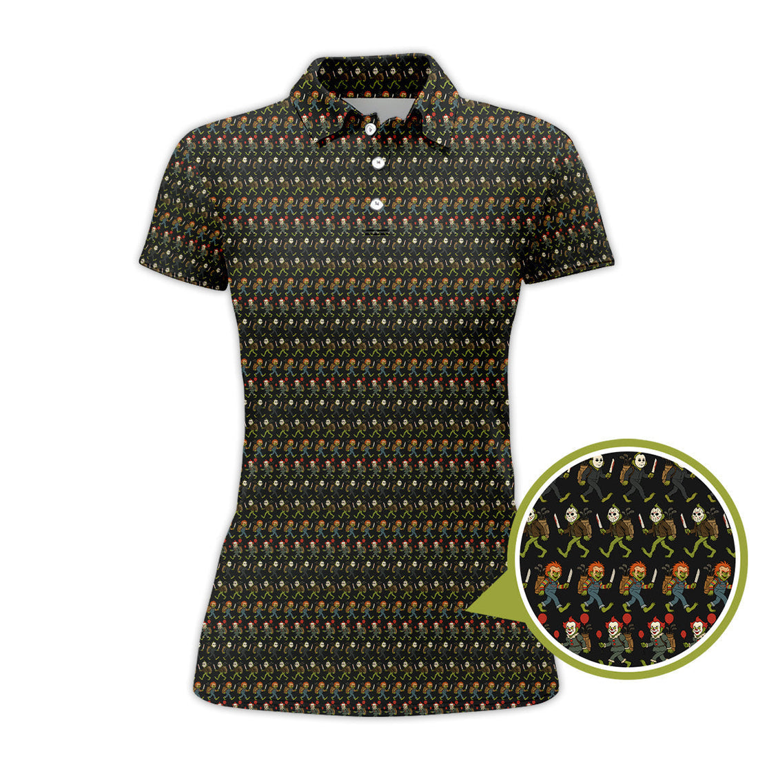 Halloween Golf Shirt, Grinch Halloween Pattern Golf Shirt, Crazy Golf Shirt For Men