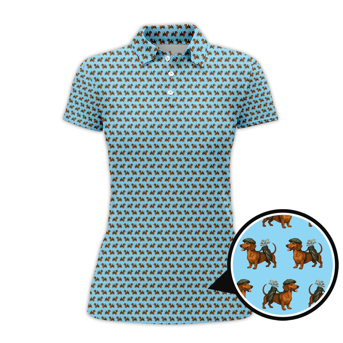 Funny Pattern Golf Shirt For Men, Dachshung Golf Shirt, Crazy Golf Shirt For Golfer, Dog Golf Shirt