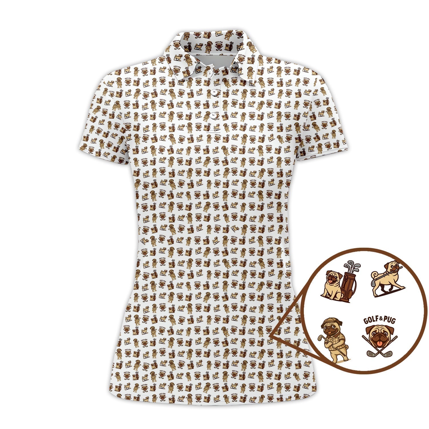 Pattern Golf Shirt For Men, Crazy Pug Golf Shirt, Dog Golf Shirt For Golfer