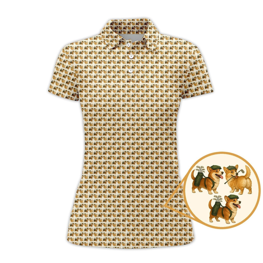 Golf Polos For Pet Loving Golfers, Corgi Pattern Golf Shirt, Golf Gift For Golfers