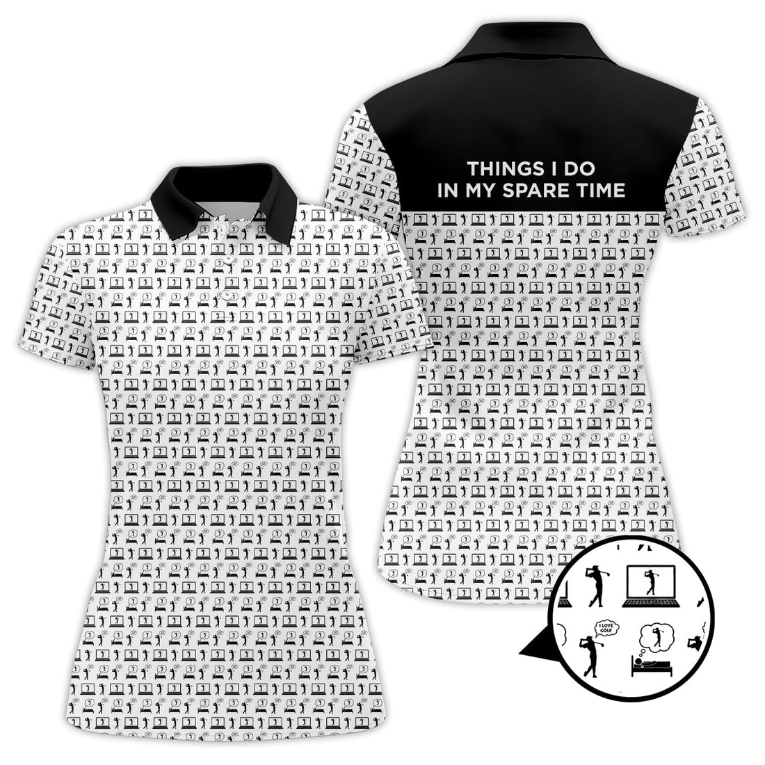 Funny Golf Shirt For Men, "Things I Do in My Spare Time " Shirts, Pattern Golf Polos, Best Gifts For Golfers