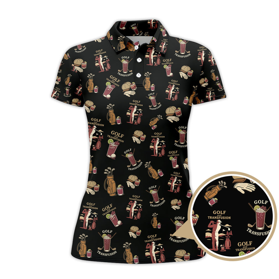 Men's Golf Pattern Shirts, Transfusion Golf Shirt, Golf Transfusion Drink Polos For Golfers