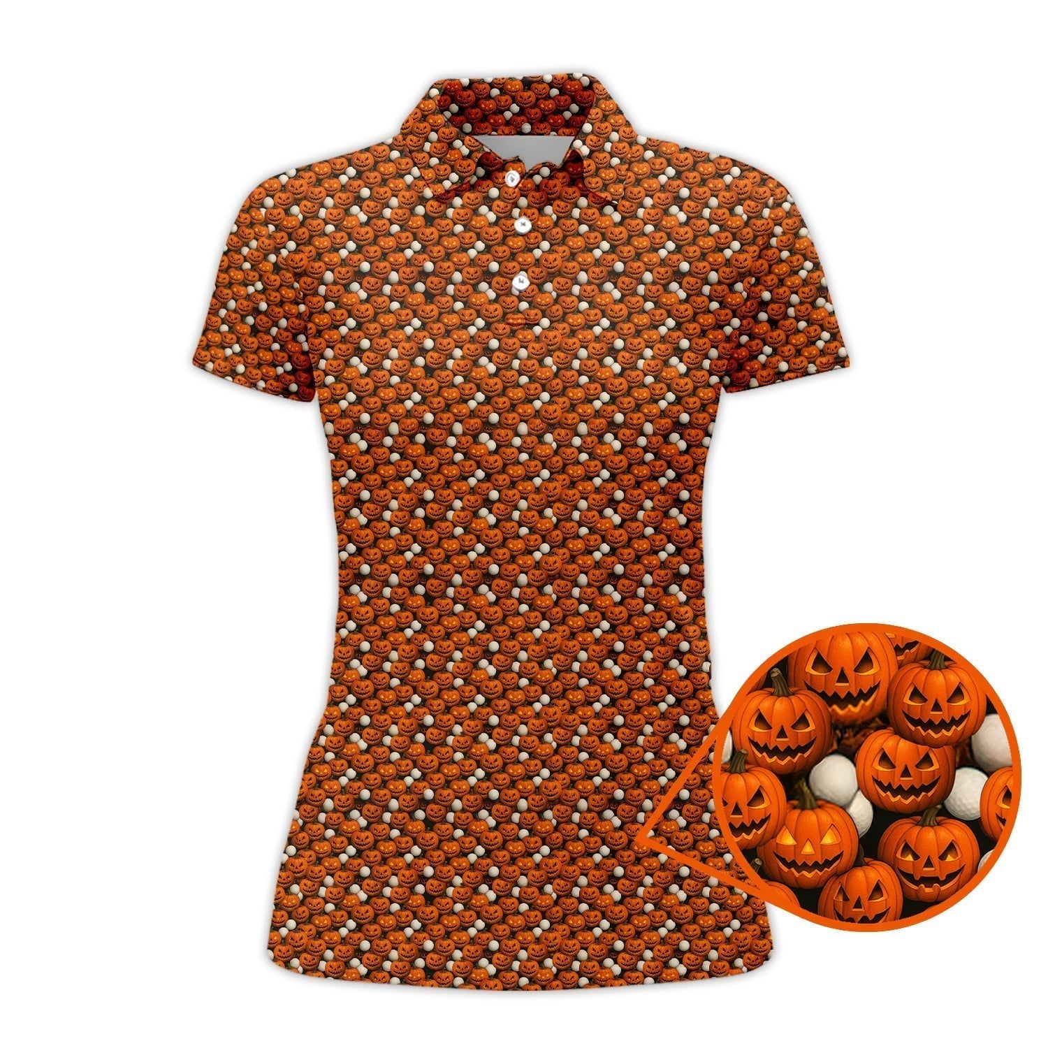 Pumpkin Pattern Golf Shirt, Halloween Golf Shirt For Golfes, Crazy Golf Shirt For Golf Lover