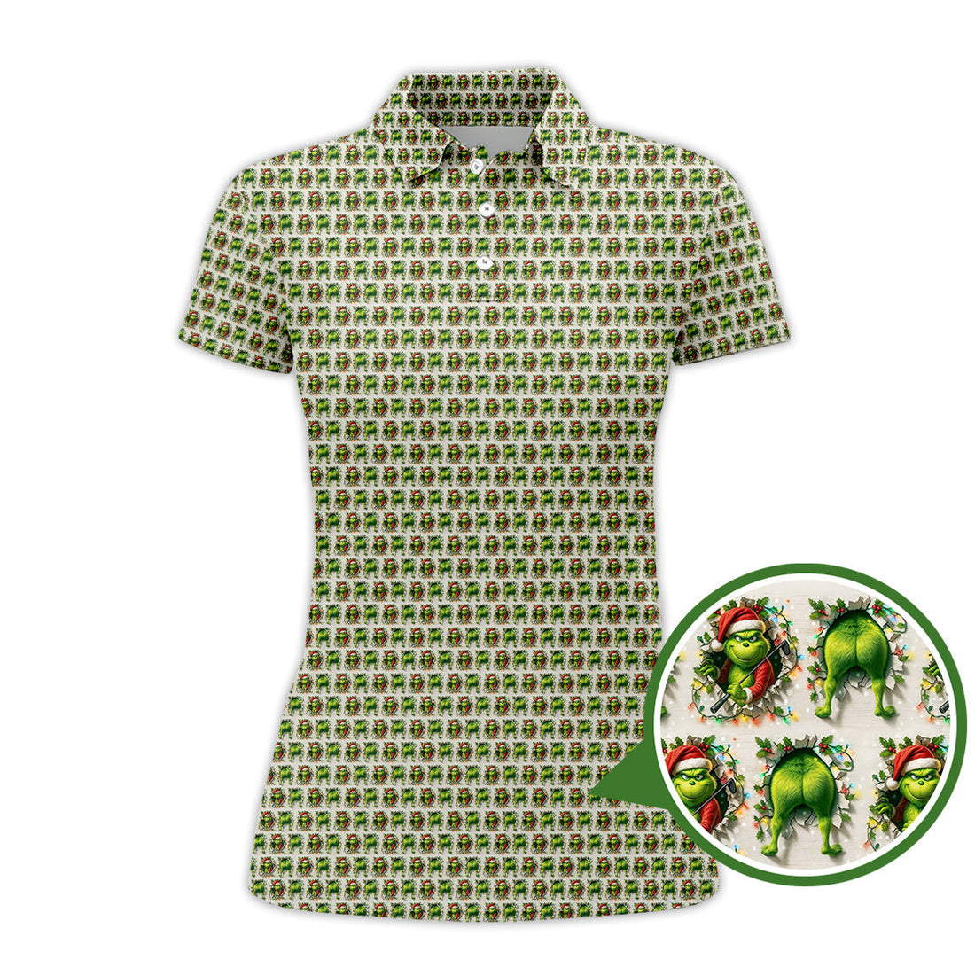 Funny Pattern Golf Shirt, Grinch Golf Shirt, Crazy Golf Shirt For Men