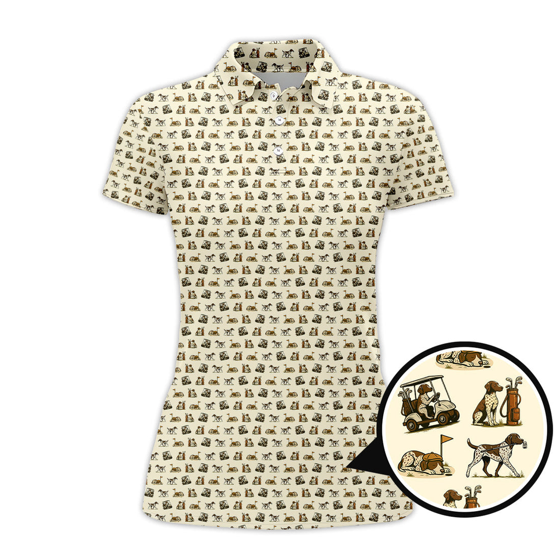 Pattern Golf Shirt, Pointer Golf Polos, Dog Golf Shirt For Men, Crazy Golf Shirt For Golfers