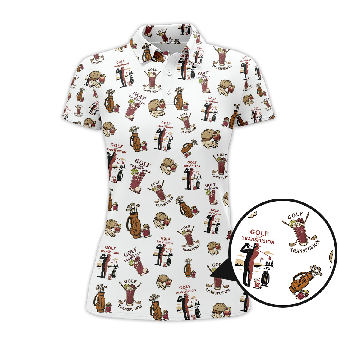 Men's Golf Pattern Shirts, Transfusion Golf Shirt, Golf Transfusion Drink Polos For Golfers