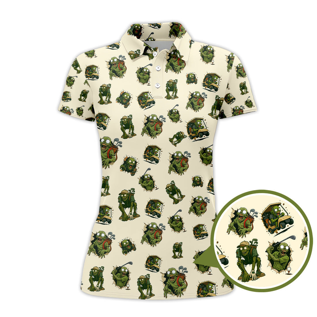 Halloween Golf Shirt For Golfer, Pattern Golf Shirt, Funny Zombie Golf Polo For Men