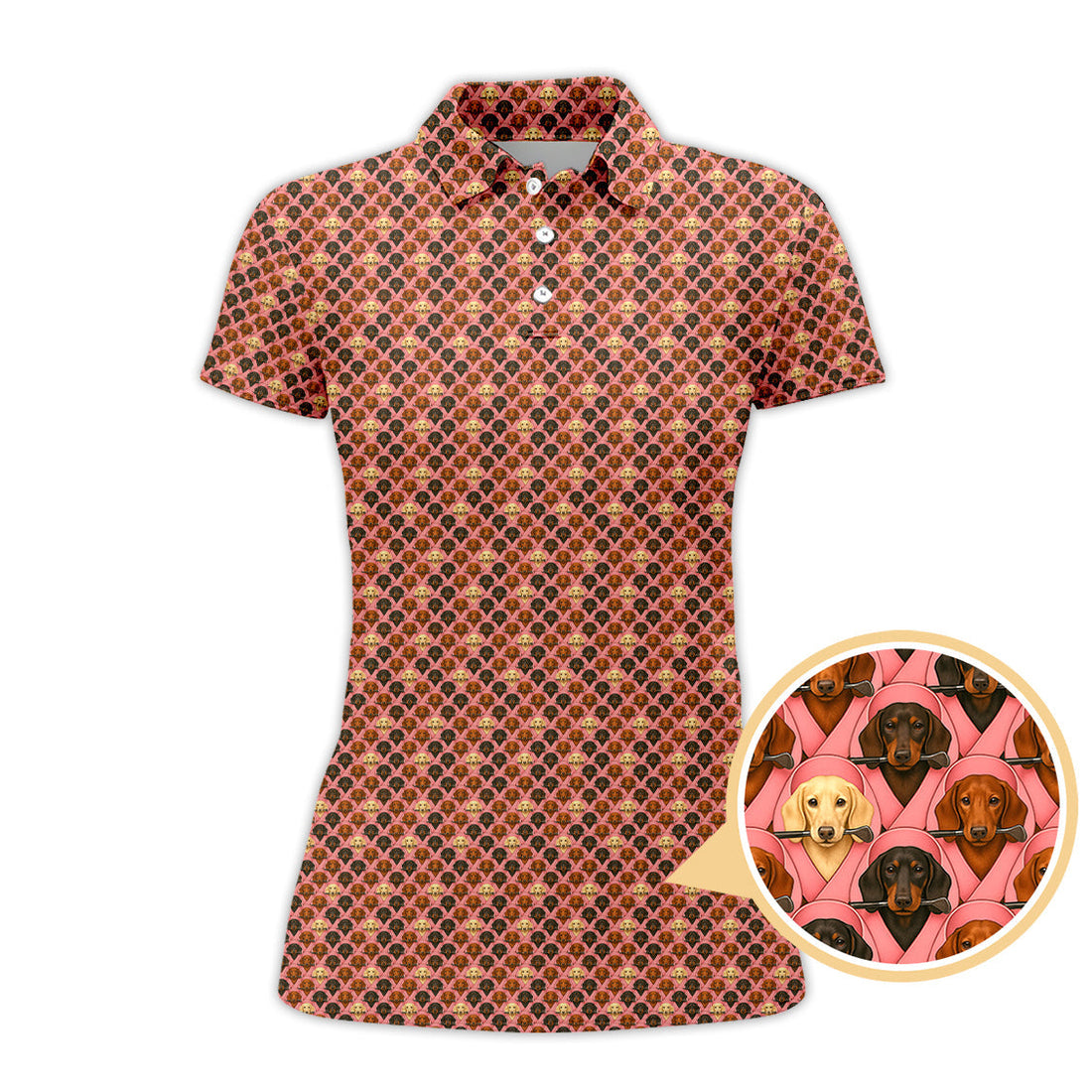 Pattern Golf Shirt For Dog Lovers, Dachshund Golf Shirt, Breast Cancer Golf Shirt, Funny Golf Shirt For Golfer