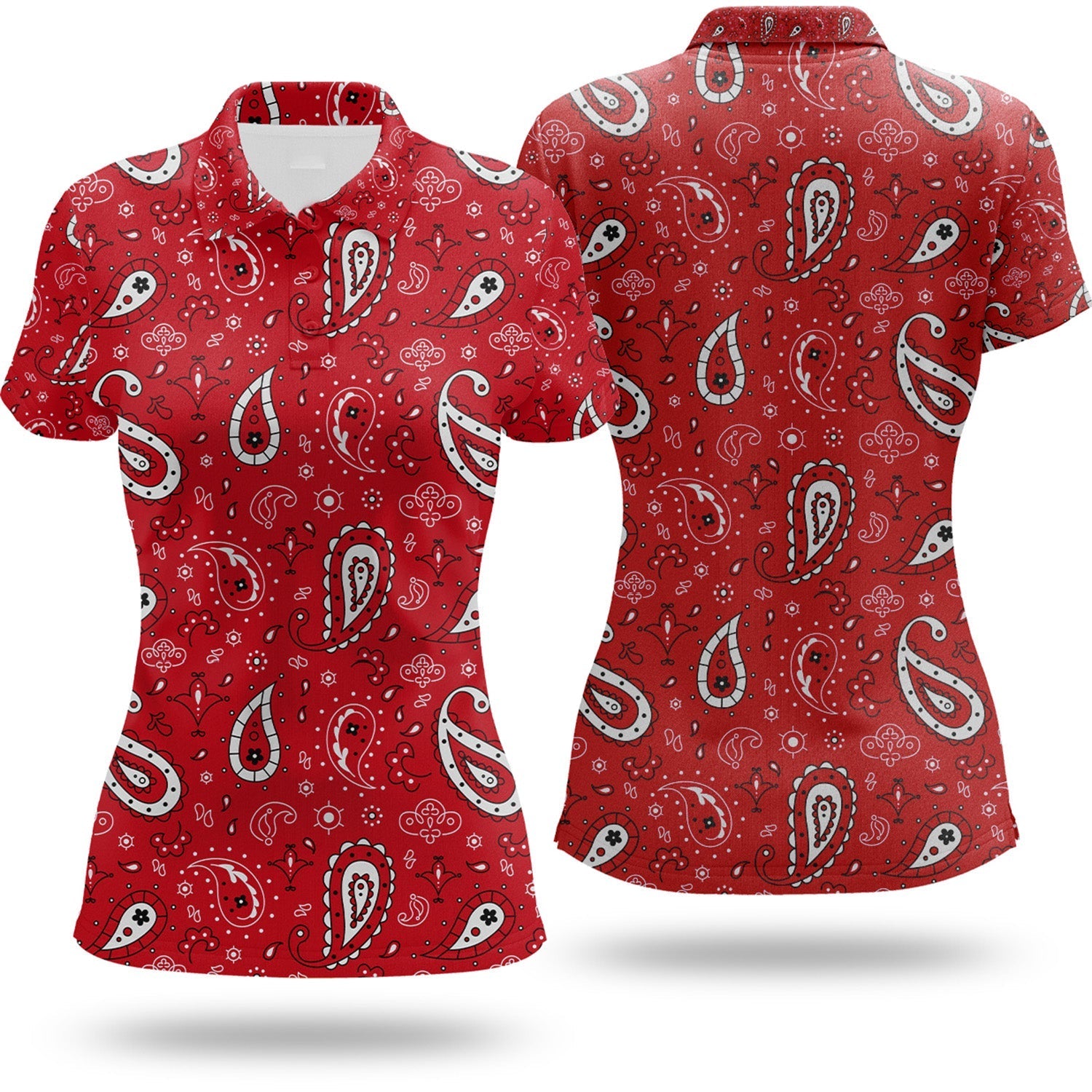 Paisley Bandana Funny Long Sleeve Polos Womens, Custom Ladies Golf Shirt
