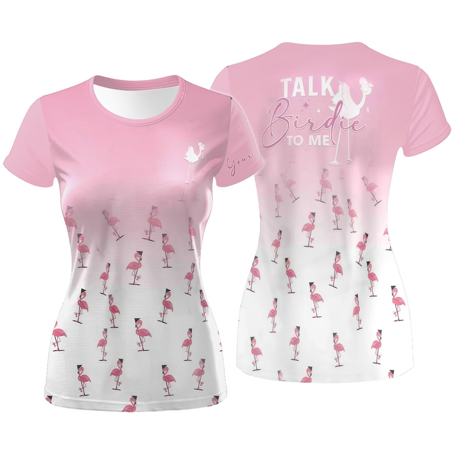 Talk Birdie To Me Flamingo Womens Golf Polo ShirtCustom Ladies Golf Shirt, Womens Golf Gifts