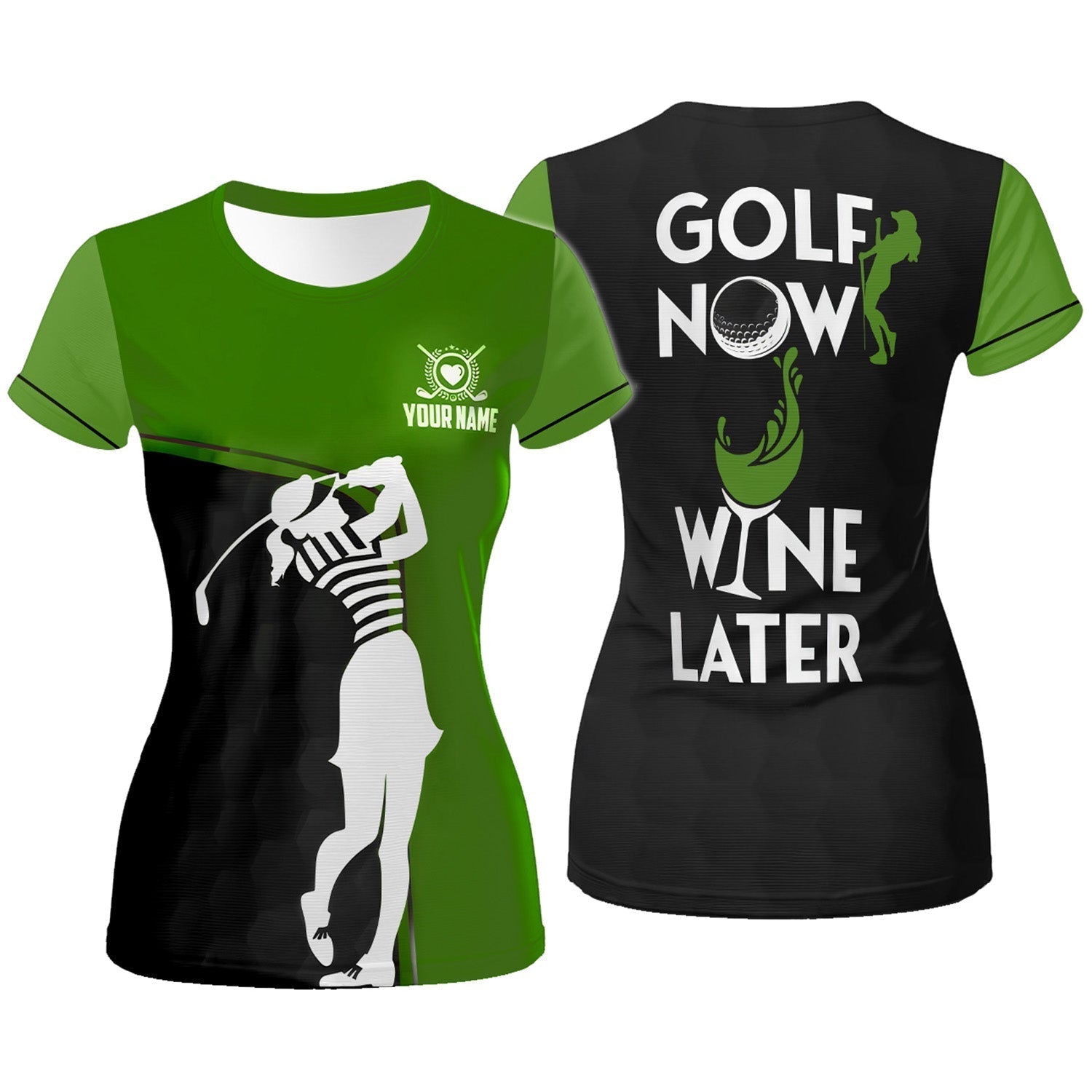 Golf Now Wine Later Custom Womens Golf Polo ShirtGolfing Apparel, Womens Golf Gifts