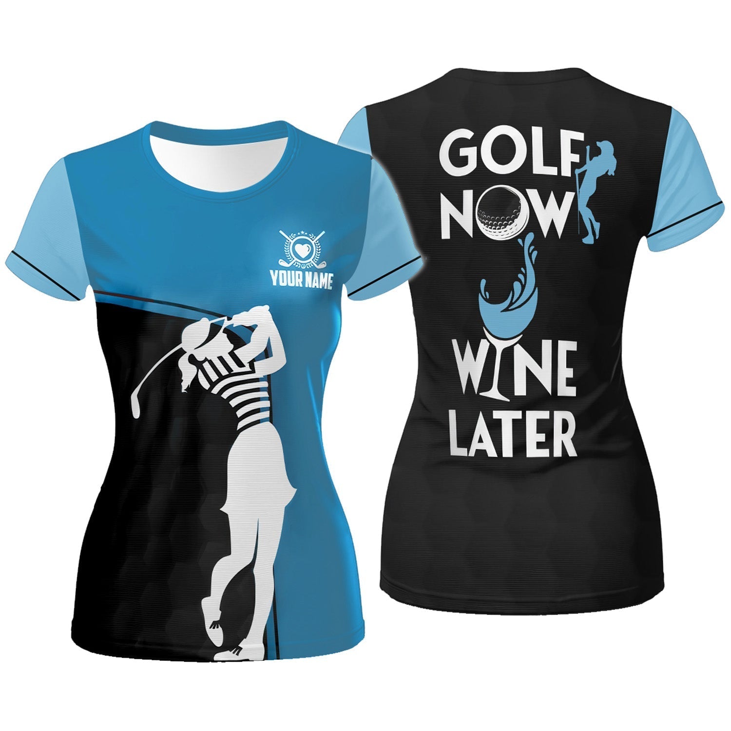 Golf Now Wine Later Custom Womens Golf Polo ShirtGolfing Apparel, Womens Golf Gifts