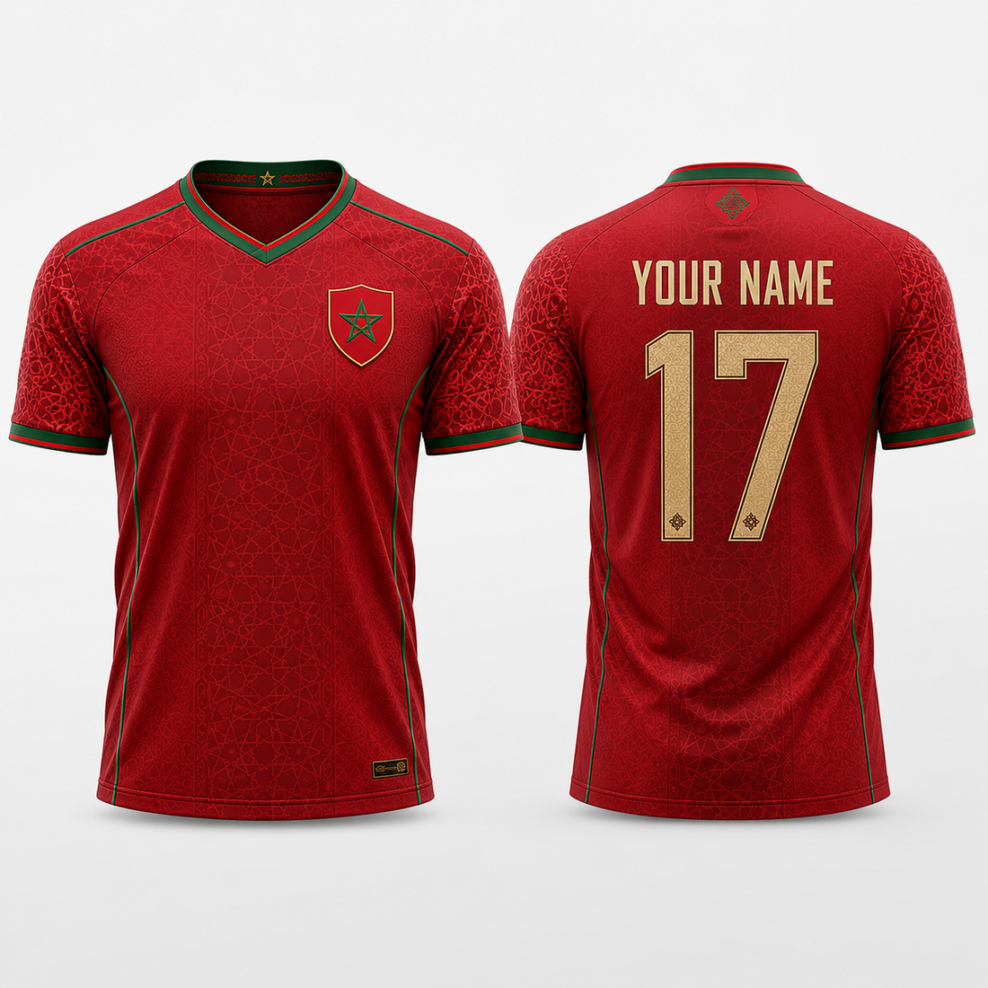 Moroccan Zellige Tile V-Neck For Men Football Lover, Morocco Soccer Jerseys Soccer Fan Gift
