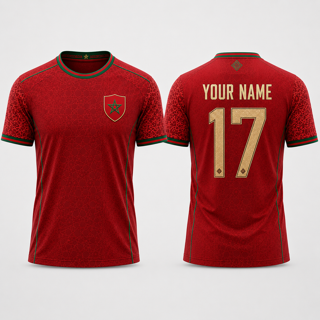 Moroccan Zellige Tile V-Neck For Men Football Lover, Morocco Soccer Jerseys Soccer Fan Gift