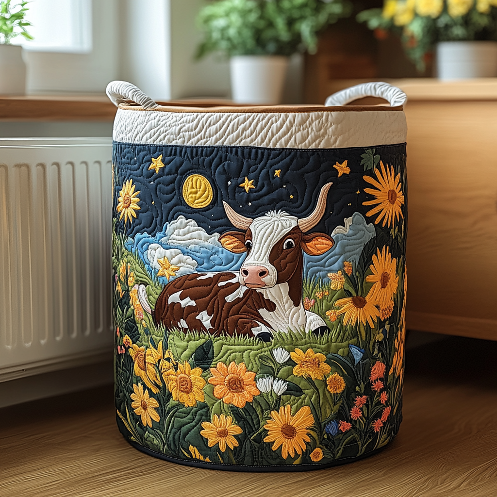 Meadow Cow Laundry Basket Laundry Gifts, Housewarming Gift Ideas, Mother's Day Gifts