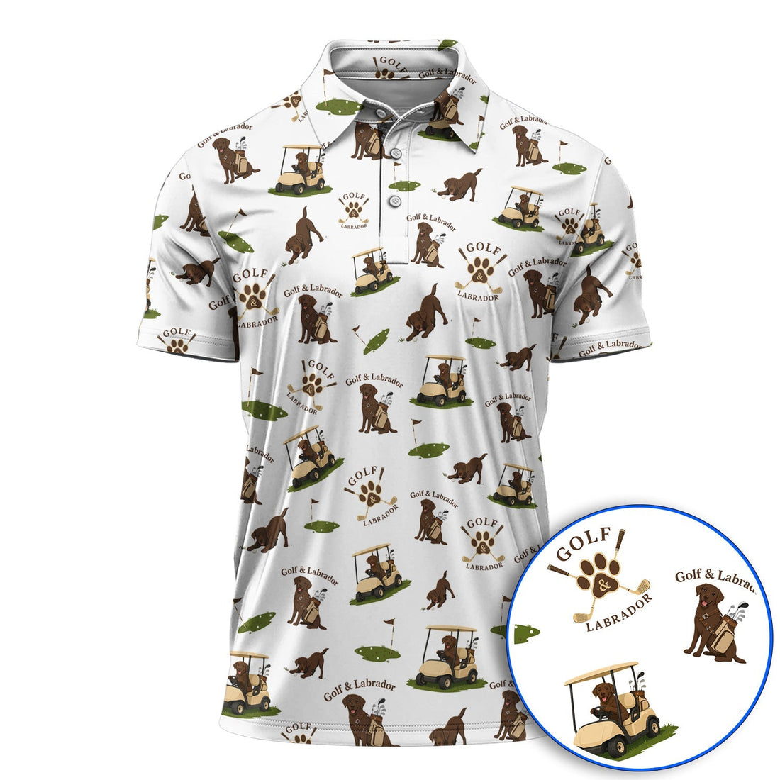 Labrador Pattern Golf Polos , Funny Dog  Golf Shirt, Crazy Golf Gift For Golfer