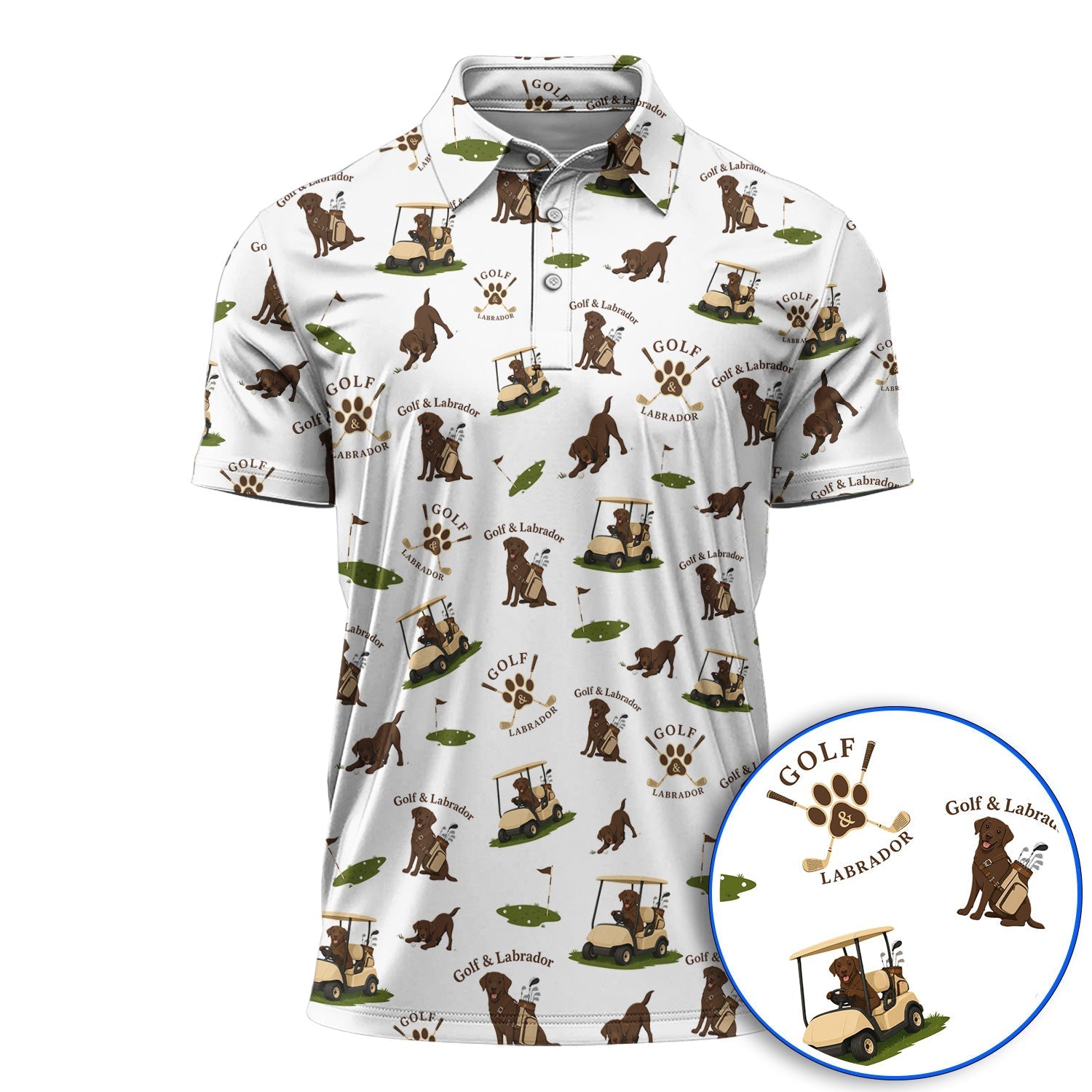 Labrador Pattern Golf Polos , Funny Dog  Golf Shirt, Crazy Golf Gift For Golfer