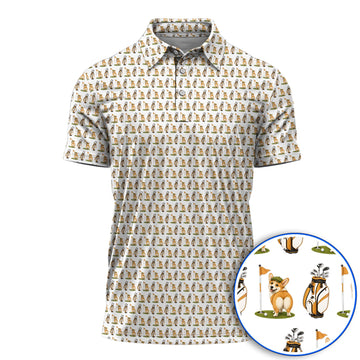Funny Corgi Golf Polos, Corgi Pattern Golf Shirt, Golf Gift For Golfer