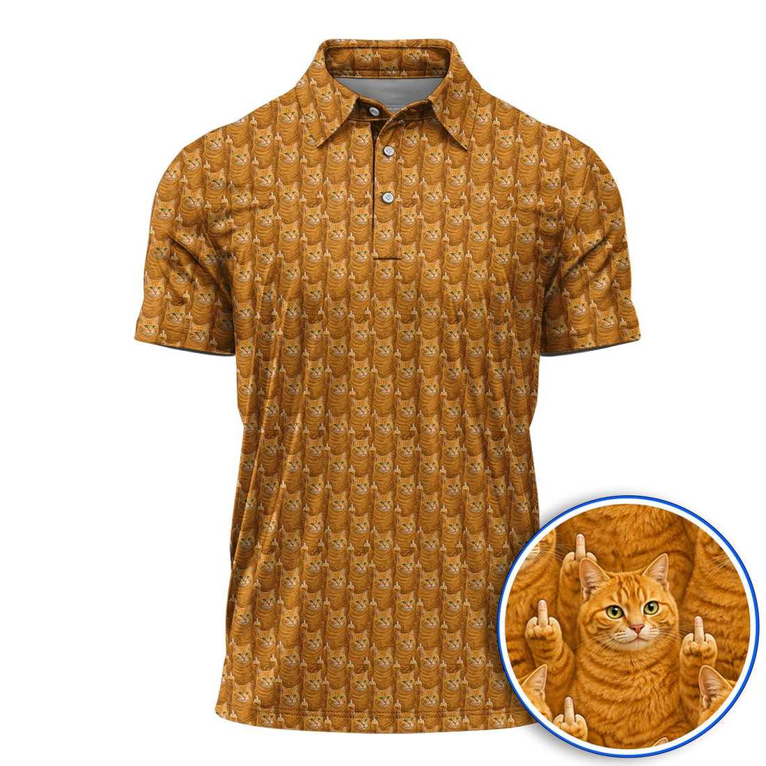 Ginger Cat Pattern Golf Shirt, Funny Cats Golf Polos, Golf Gift For Golfer