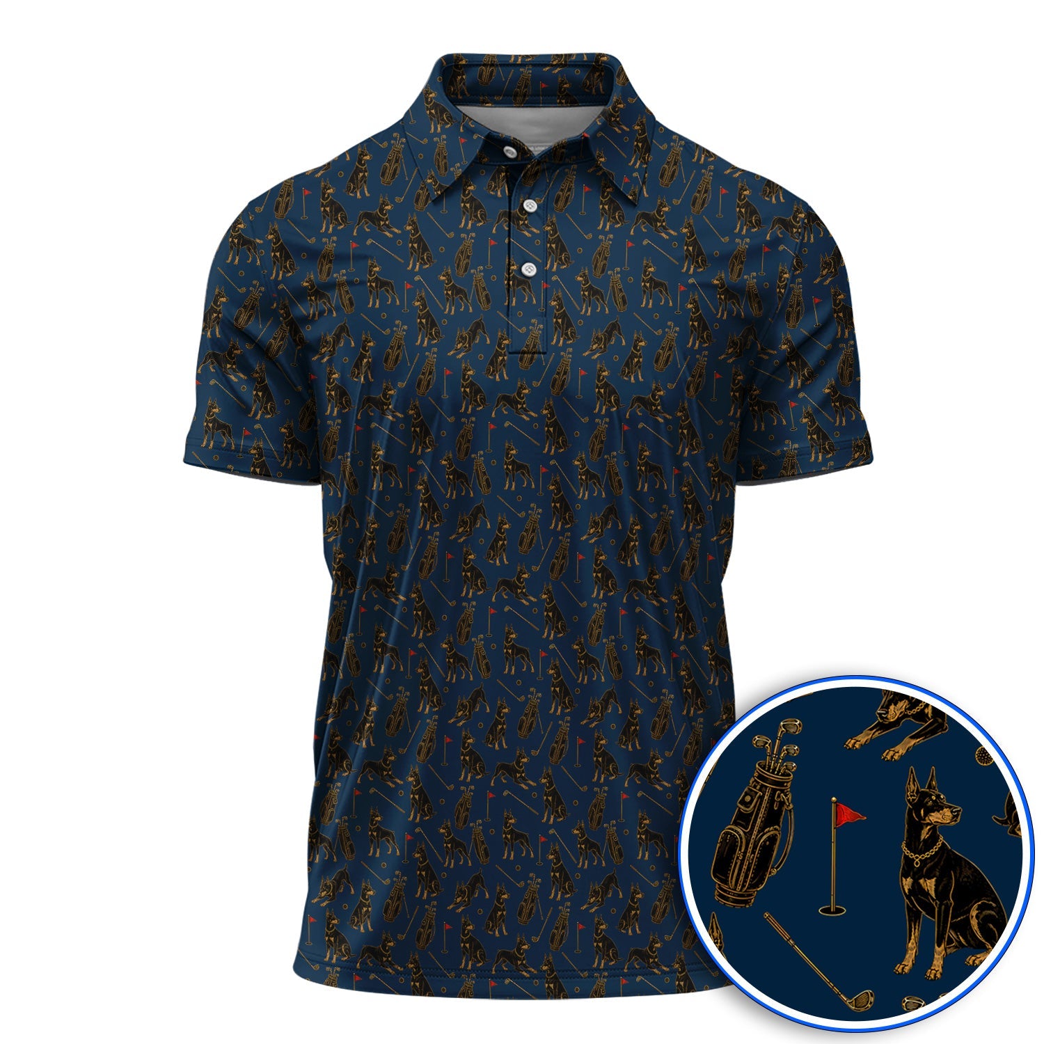 Crazy Doberman Golf Polos, Doberman Pattern Golf Shirt, Golf Gift For Golfer