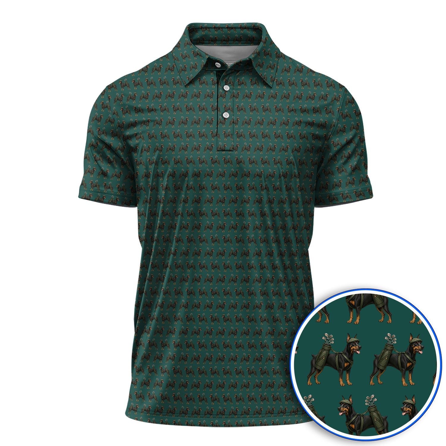 Doberman Golf Polos, Crazy Doberman Pattern Golf Shirt, Dog Lover Golf Gift