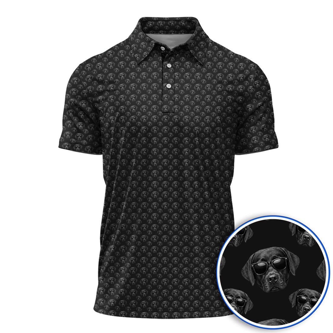 Labrador Retriever Golf Shirt, Black Lab Sunglasses Pattern Polos, Funny Golf Gift For Dog Lover