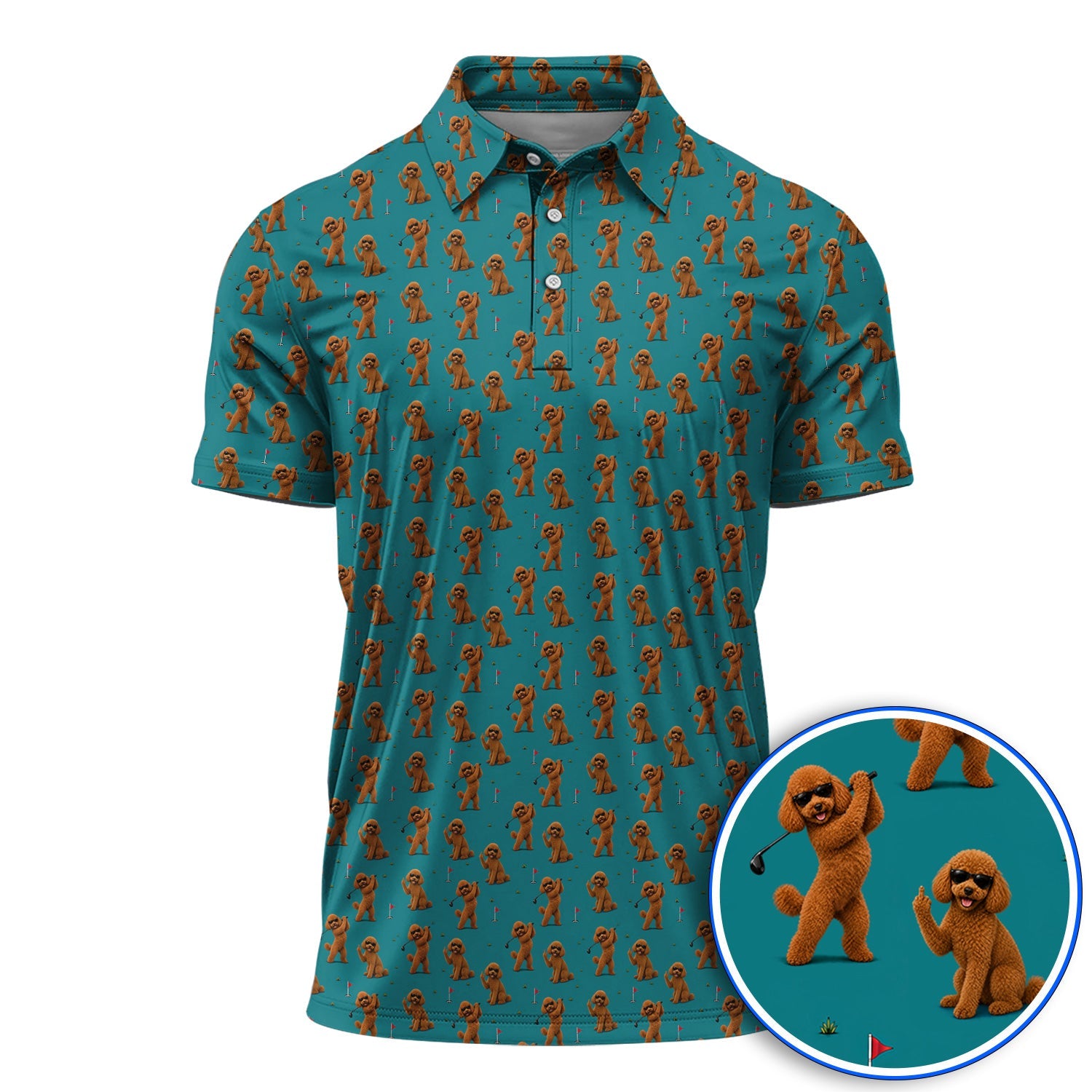 Funny Poodle Pattern Golf Polos, Cool Poodle Dog Golf Shirt, Perfect Golf Gift For Golfer