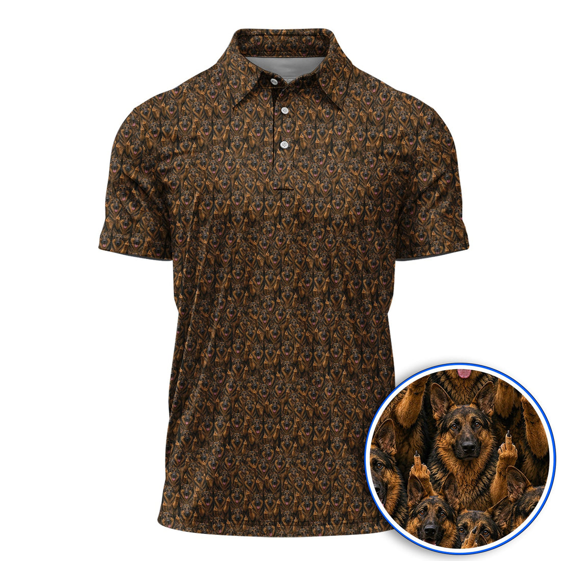 German Shepherd Pattern Golf Polos, Funny German Shepherd Shirt, Dog Lover Golf Gift