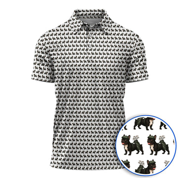 Black French Bulldog Golf Polos, Frenchie Pattern Golf Shirt, Funny Dog Dad Gift