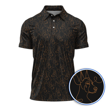 Doberman Line Art Golf Polos, Minimalist Doberman Pattern Golf Shirt, Dog Lover Golf Gift