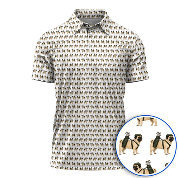 Pug Pattern Golf Polos, Funny Pug Golf Shirt, Dog Lover Golf Gift