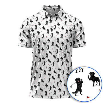 Funny Black Labrador Golf Polos, Lab Dog Pattern Golf Shirt, Crazy Golf Gift For Golfer