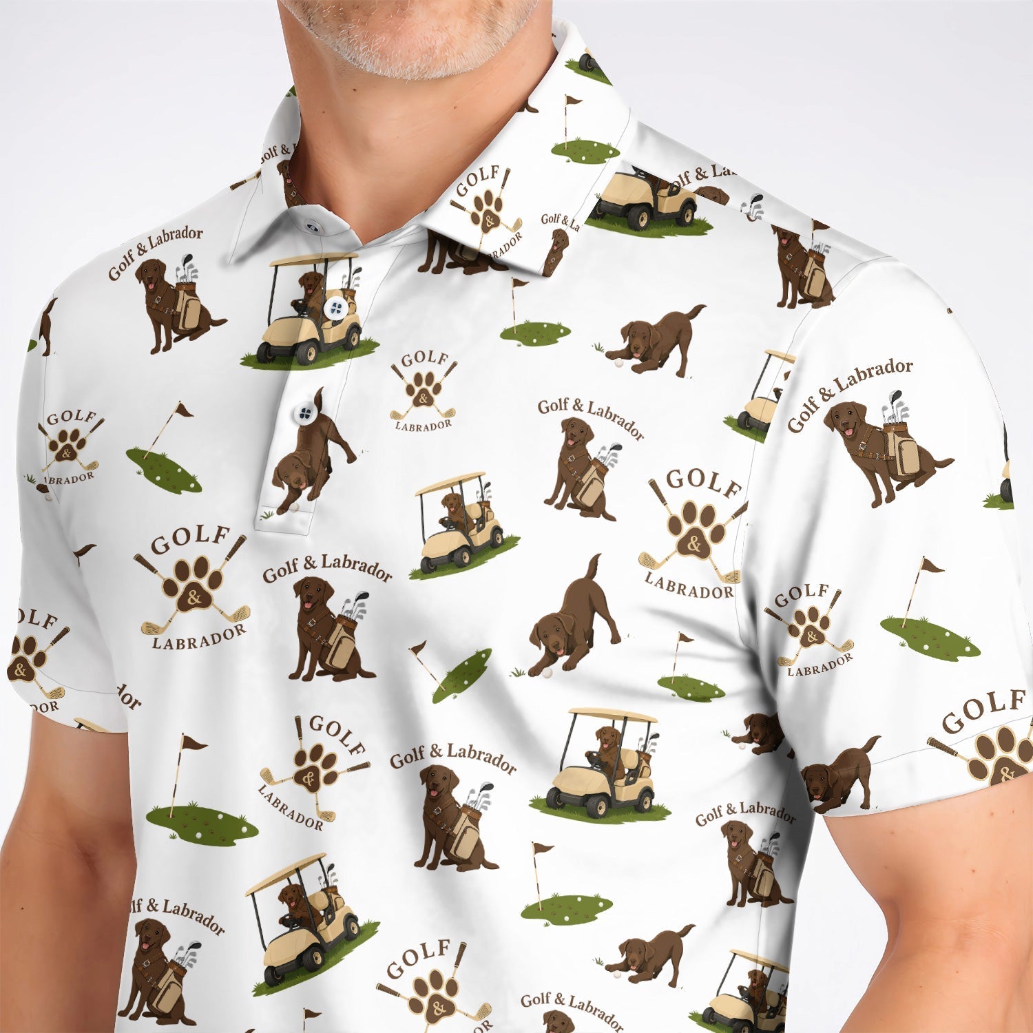 Labrador Pattern Golf Polos , Funny Dog  Golf Shirt, Crazy Golf Gift For Golfer