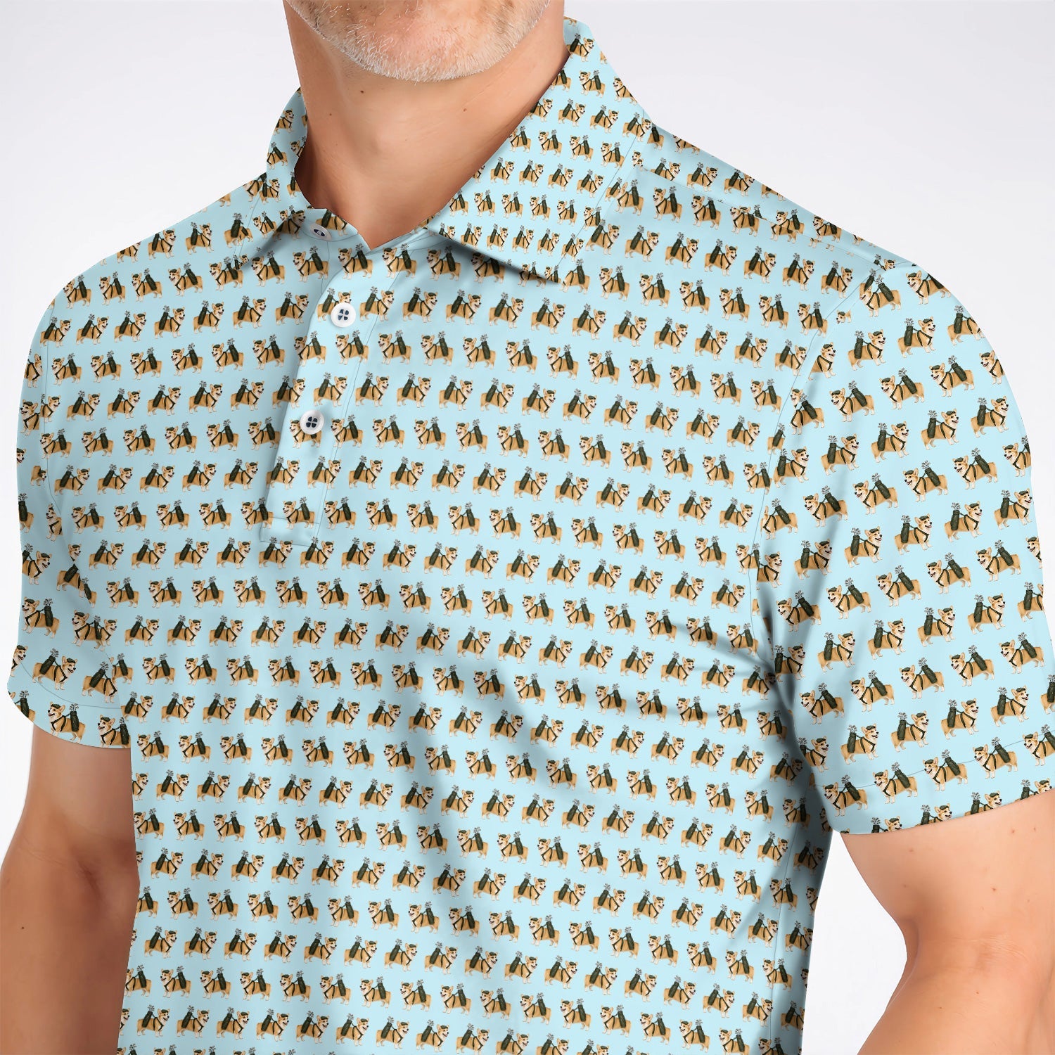 Funny Corgi Golf Polos For Golfer, Corgi Pattern Golf Shirt, Dog Lover Golf Gift