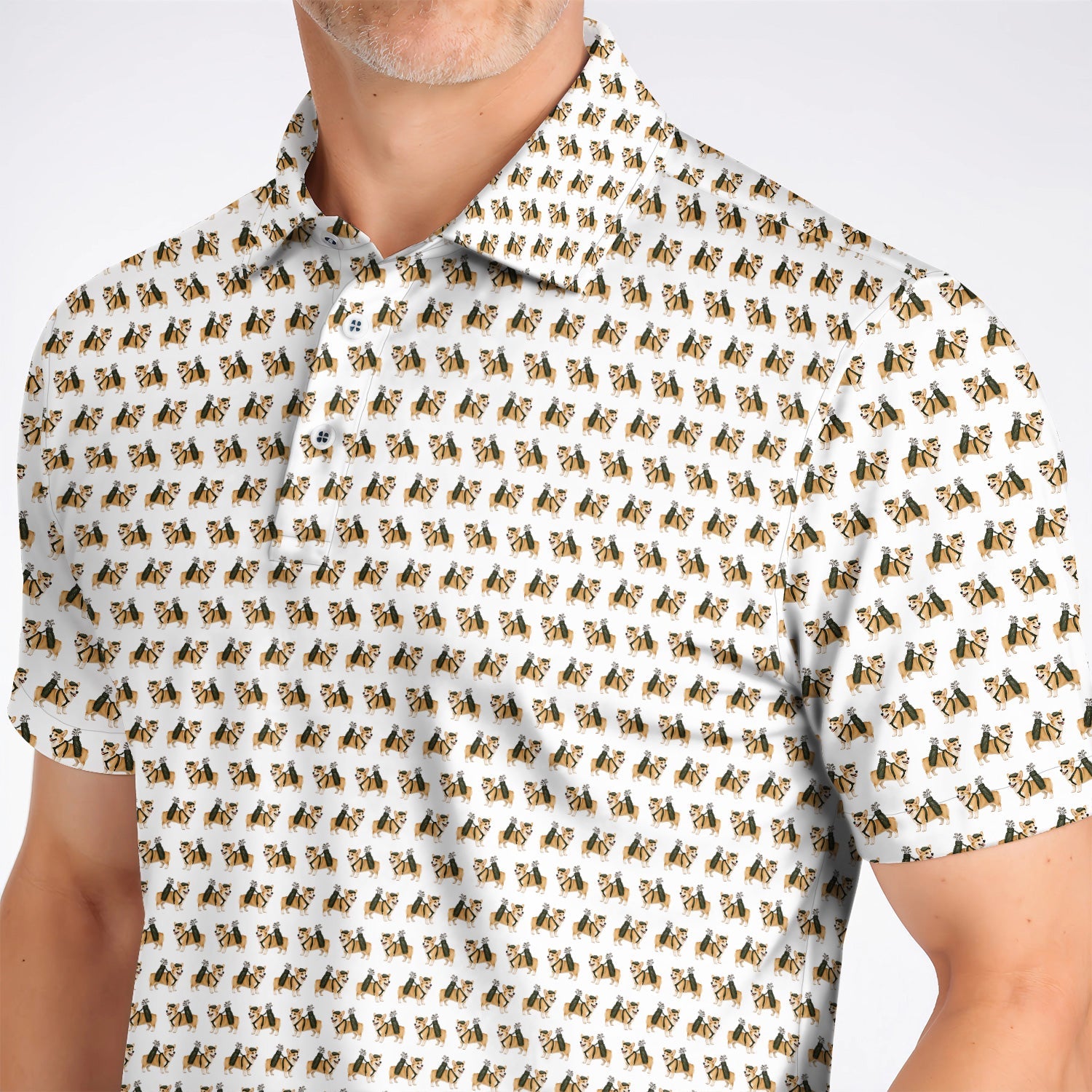 Funny Corgi Golf Polos For Golfer, Corgi Pattern Golf Shirt, Dog Lover Golf Gift
