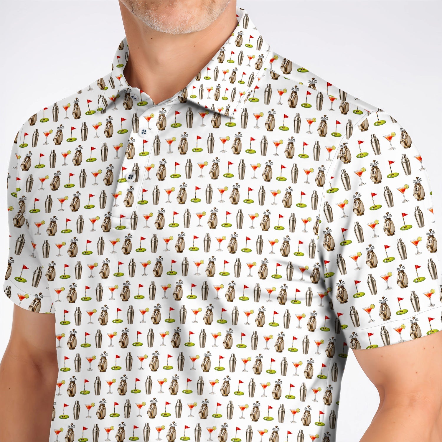 Golf & Cocktails Golf Polos, Martini Lover Golf Apparel, Funny Golf Shirt For Golfer