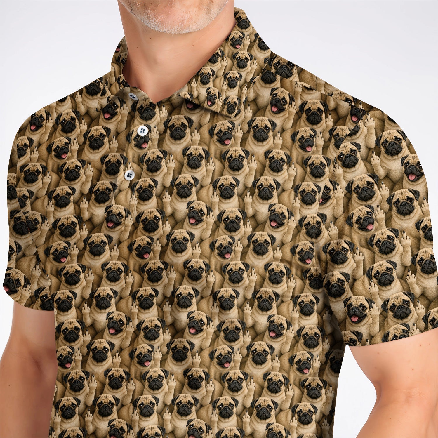 Crazy Pug Golf Shirt, Pug Pattern Golf Polos, Dog Lover Golf Gift