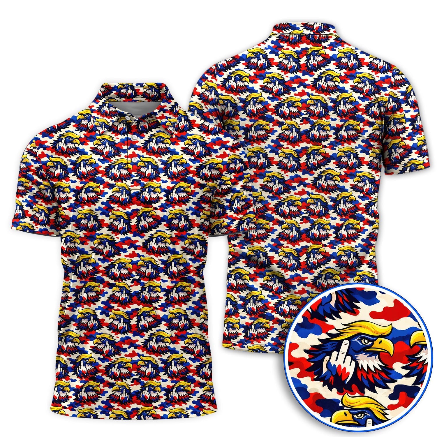 Funny American Eagle Pattern Golf Shirt, America 250th Patriotic Golf Polos, Golf Gift For Golfer
