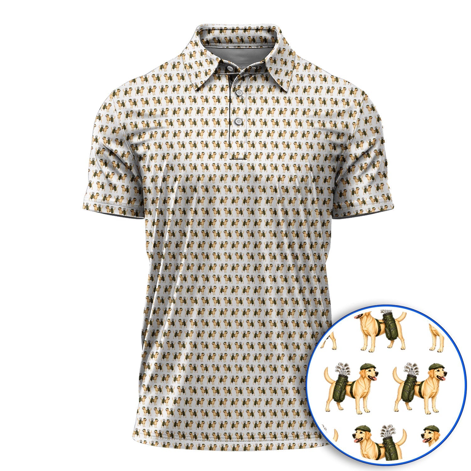 Funny Labrador Retriever Pattern Golf Shirt, Cute Yellow Lab Golf Polos For Pet Lover, Unique Golf Gift For Golfer