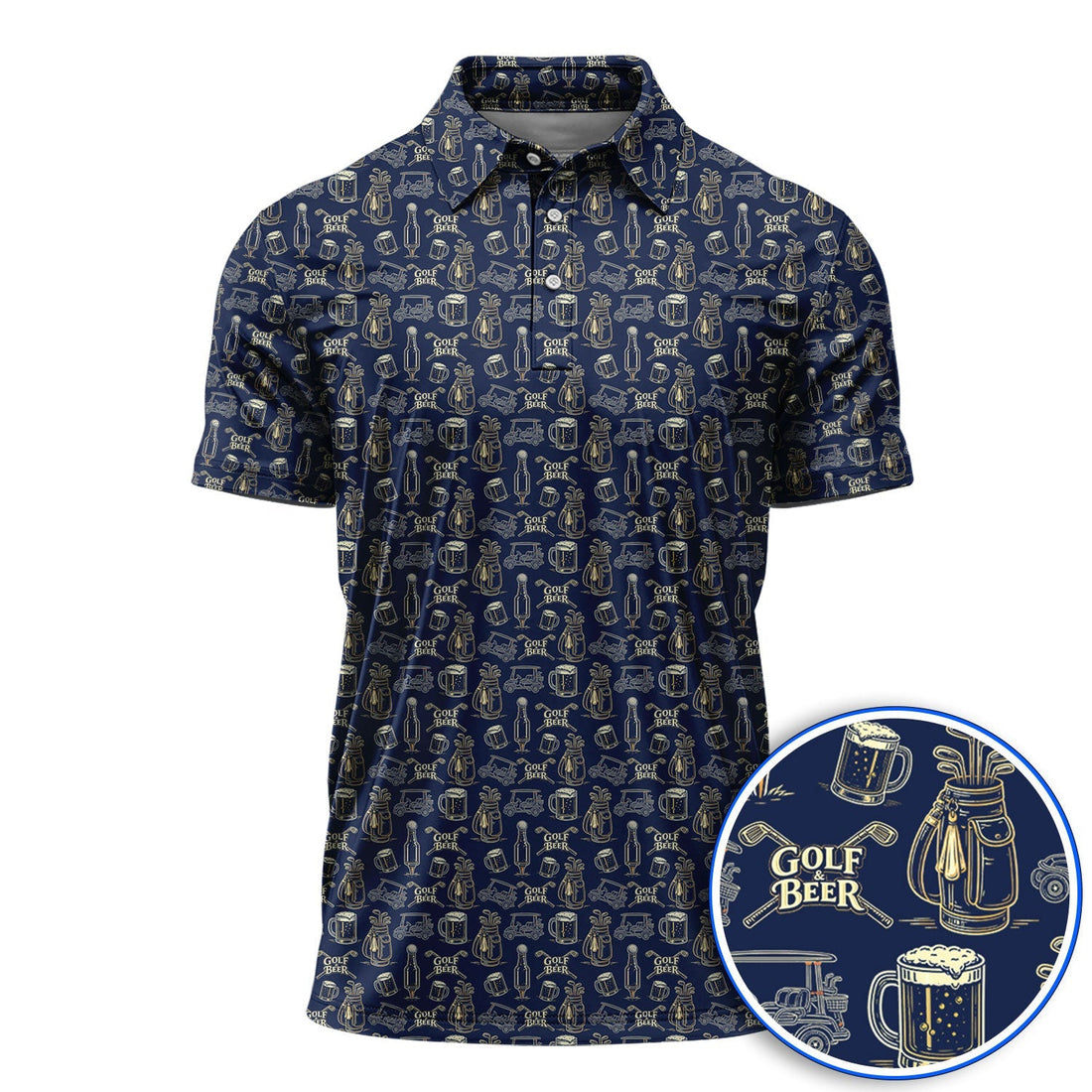 Golf And Beer Pattern Polos, Crazy Golf Shirt For Golfer, Men Golf Gift