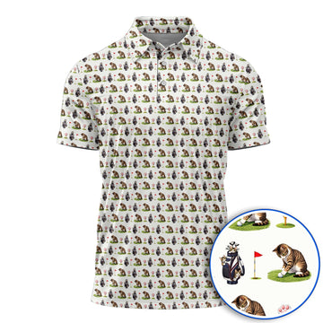 Cute Cat Pattern Golf Shirt, Funny Cats Golf Polos, Golf Gift For Golfer And Cat Lover