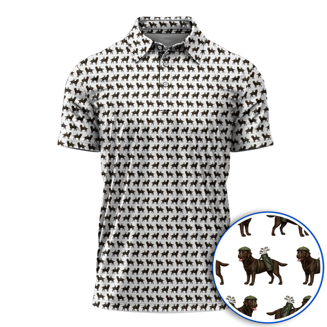 Funny Chocolate Labrador Pattern Golf Shirt, Chocolate Lab In Golf Hat Polos, Unique Dog Lover Gift For Golfer