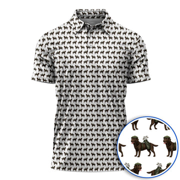 Funny Chocolate Labrador Pattern Golf Shirt, Chocolate Lab In Golf Hat Polos, Unique Dog Lover Gift For Golfer