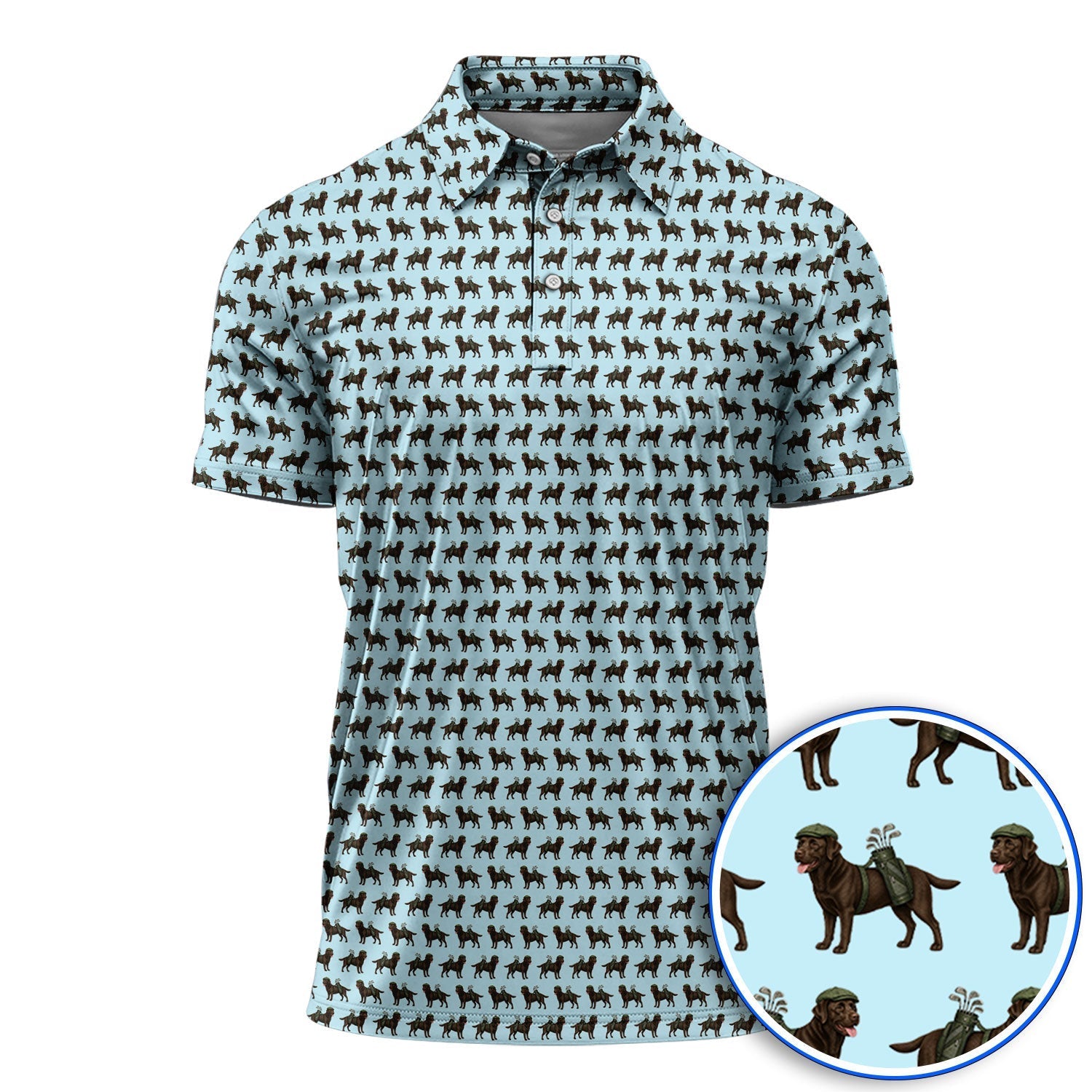 Funny Chocolate Labrador Pattern Golf Shirt, Chocolate Lab In Golf Hat Polos, Unique Dog Lover Gift For Golfer