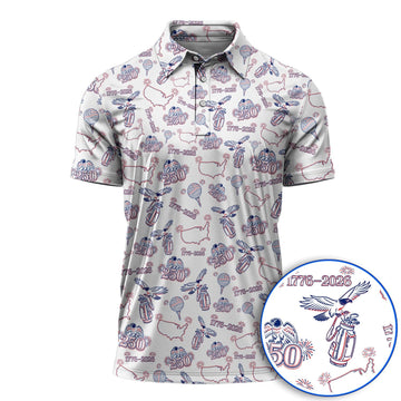 USA Patriotic Eagle Golf Polos, 1776–2026 America 250th Pattern Golf Shirt For Golfer, Crazy Golf Shirt