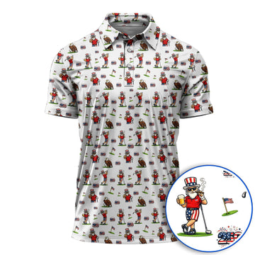Funny USA Patriotic Golf Polos, USA Patriotic 250th Anniversary Pattern Golf Shirt, Golf Gift For Golfer