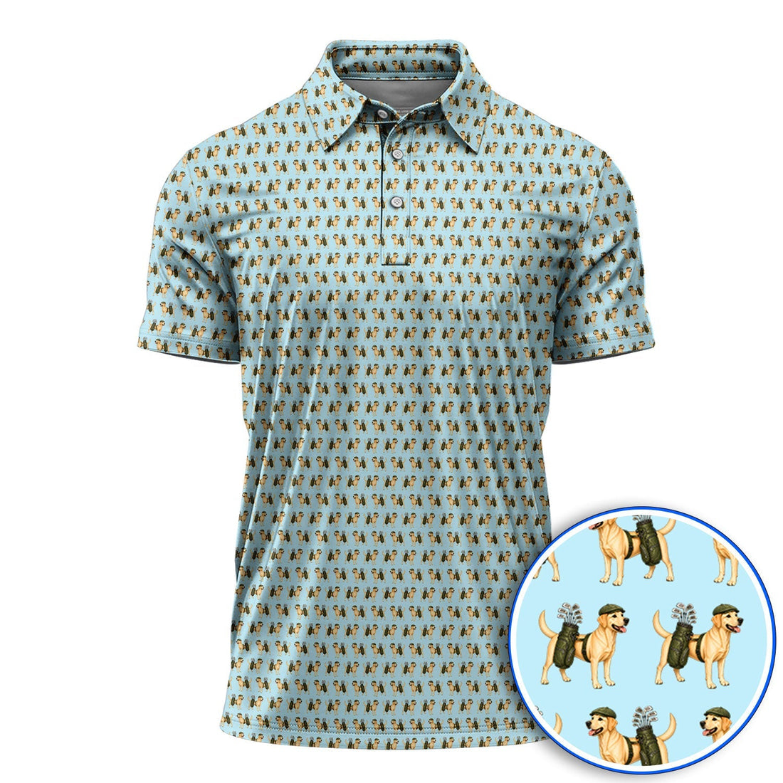 Funny Labrador Retriever Pattern Golf Shirt, Cute Yellow Lab Golf Polos For Pet Lover, Unique Golf Gift For Golfer